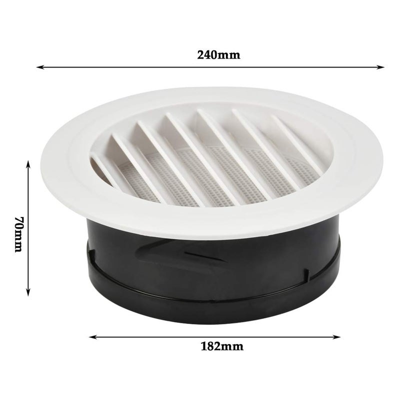 FOCCTS Air Vents Louver 8 Inch, ABS Round Vent Louver Grille Cover White Soffit Vent with Built-in Fly Screen Mesh for Kitchen, Bathroom, Office - Image 2